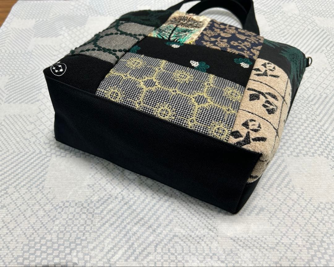 ハンドメイド＊ミナペルホネン＊パッチのマチ付きトート
