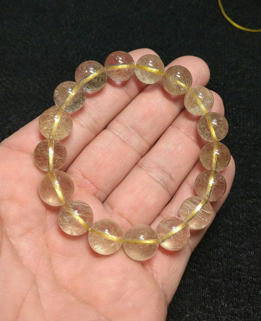 【お買い得】ゴールドルチルクォーツ　１２㎜　ブレスレット　金運　仕事運　勝負運